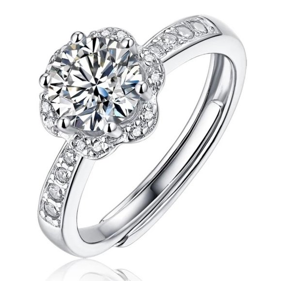 Certified 3ct. t.w. Diamond Flower Wedding Ring - Picture 1 of 15